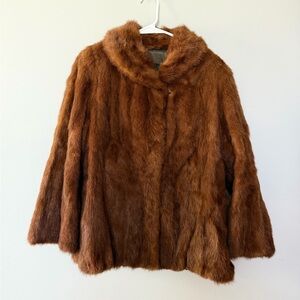 Chas Lanthier Furier Vintage 1960's Mink Fur Rich Brown Jacket Capelet Coat